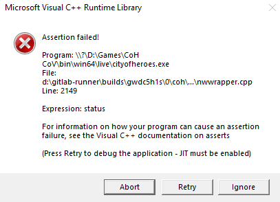 Visual C Runtime Library Error Bug Reports Homecoming